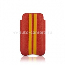 Чехол для iPhone 4 и 4S BeyzaCases Slimline Stripes, цвет flo red/yellow (BZ16280)