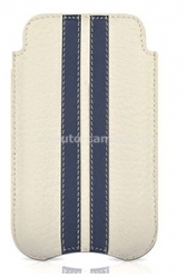 Чехол для iPhone 4 и 4S BeyzaCases Slimline Stripes, цвет flo white/dark blue (BZ16341)