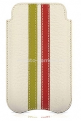 Чехол для iPhone 4 и 4S BeyzaCases Slimline Stripes, цвет flo white/green&red (BZ16365)