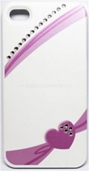 Чехол для iPhone 4/4S iCover Swarovski Heart Ribbon Case, цвет White (IP4-SW7-W)