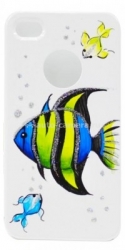Чехол для iPhone 4/4S iCover Tropical Fish, цвет White/Blue (IP4-HP/W-TF/B)