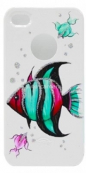 Чехол для iPhone 4/4S iCover Tropical Fish, цвет White/Pink (IP4-HP/W-TF/P)