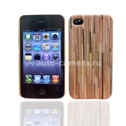 Чехол на заднюю крышку для iPhone 4 и 4S iCover i4 Wood Pattern 1, цвет коричневый (IP4-WP1)