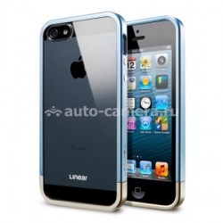 Чехол на заднюю крышку iPhone 5 / 5S SGP Linear Metal Crystal Case, цвет metal blue (SGP10043)