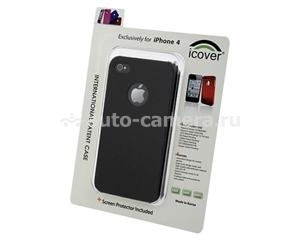 Чехол-накладка для iPhone 4/4S iCover Leather, цвет Black (IP4-LE-BK)