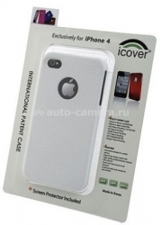 Чехол-накладка для iPhone 4/4S iCover Leather, цвет White (IP4-LE-W)