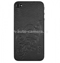 Чехол-накладка на заднюю панель для iPhone 4 и iPhone 4S Zagg LeatherSkin, цвет black floral (ZGph4BF)