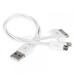 Кабель для iPhone 5 / 5S / 5C / 4 / 4S, iPad 3/4, iPad mini, Samsung и HTC 4 в 1 micro-USB/30-pin/Lightning to USB