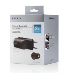 Комплект сетевого и автомобильного зарядных устройств для iPhone и iPod Belkin Universal Power Kit, 1А (F5Z0249EA)