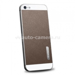Кожаная наклейка на заднюю крышку для iPhone 5 / 5S SGP Skin Guard Leather Set, цвет brown (SGP09567)