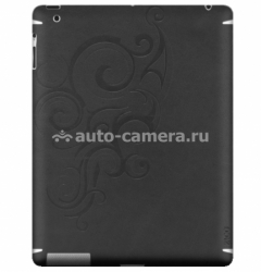 Кожаная наклейка на заднюю панель для iPad 2 Zagg LEATHERskins, цвет black floral