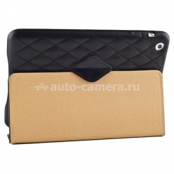 Кожаный чехол для iPad mini и iPad mini 2 (retina) Jisoncase со стеганым узором, цвет Black (JS-IM-002DB)