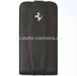 Кожаный чехол для iPhone 4 и 4S Ferrari Flip, цвет Black ( FEFLIP4BLR)