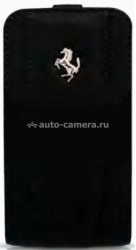 Кожаный чехол для iPhone 4 и 4S Ferrari Flip with battery, цвет Black (FEFLBABL)