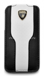 Кожаный чехол для iPhone 4 и 4S Lamborghini LUXTYLE Status, цвет черный с белым (LSC0001)