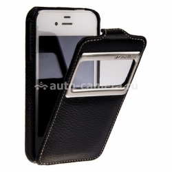 Кожаный чехол для iPhone 4 и 4S Melkco ID Type (Black LC), цвет черный (APIPO4LCJD1BKLC)