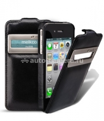 Кожаный чехол для iPhone 4 и 4S Melkco ID Type (Vintage Black), цвет черный