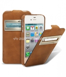 Кожаный чехол для iPhone 4 и 4S Melkco Jacka ID Type (Classic Vintage Brown), цвет коричневый (APIPO4LCJD1BNCV)