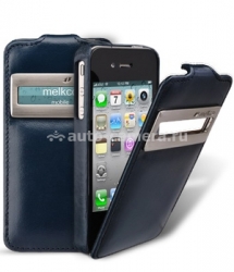 Кожаный чехол для iPhone 4 и 4S Melkco Jacka ID Type (Vintage Blue), цвет синий (APIPO4LCJD1BEIT)