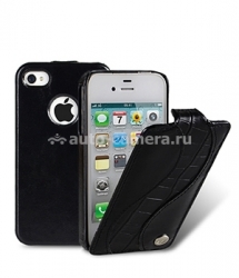 Кожаный чехол для iPhone 4 и 4S Melkco LE (Vintage Black/Crocodile Black), цвет черный