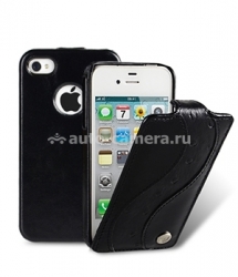 Кожаный чехол для iPhone 4 и 4S Melkco LE (Vintage Black/Ostrich Black), цвет черный