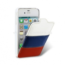 Кожаный чехол для iPhone 4 и 4S Melkco (Nations Russia), цвет флаг России