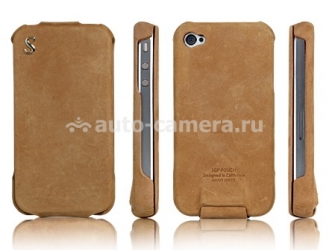 Кожаный чехол для iPhone 4 и 4S SGP Leather Pouch Vintage, цвет коричневый (SGP06820), цвет коричневый (SGP06820)