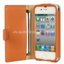 Кожаный чехол для iPhone 4 и 4S Vetti Lusso Case Book Type, цвет brown (IP4SLBNS120302)