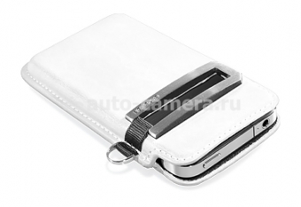 Кожаный чехол для iPhone 4 и iPhone 4S Capdase Smart Pocket, цвет белый (SLIH4-S32G)