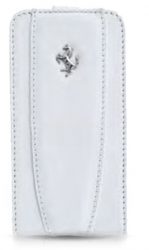Кожаный чехол для iPhone 4/4S Ferrari Flip, White (FEFLIP4W)