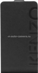 Кожаный чехол для iPhone 4S Kenzo Flip Logo Leather, цвет Black (LOGOCOXIP4N)