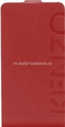 Кожаный чехол для iPhone 4S Kenzo Flip Logo Leather, цвет Red (LOGOCOXIP4R)