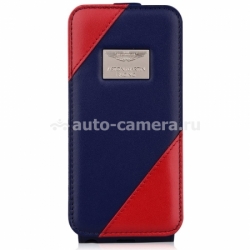 Кожаный чехол для iPhone 5 / 5S Aston Martin Racing flip case series 4, цвет blue/red (TDFCIPH5A063)