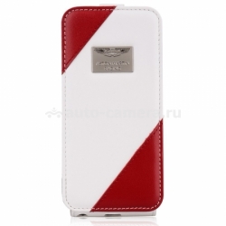 Кожаный чехол для iPhone 5 / 5S Aston Martin Racing flip case series 4, цвет white/red (TDFCIPH5A023)