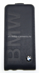 Кожаный чехол для iPhone 5 / 5S BMW Logo Signature Flip, цвет Blue (BMFLP5LON)