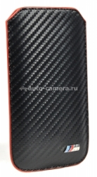 Кожаный чехол для iPhone 5 / 5S BMW M-Collection Sleeve Carbon effect, цвет Black (BMPOP5MC)