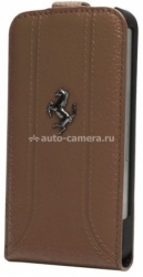 Кожаный чехол для iPhone 5 / 5S Ferrari Flip FF-Collection, цвет camel (FEFFFLP5KA)