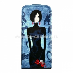 Кожаный чехол для iPhone 5 / 5S Fonexion City Girls Flip Leather, цвет Blue (CACIIP5FLI02)