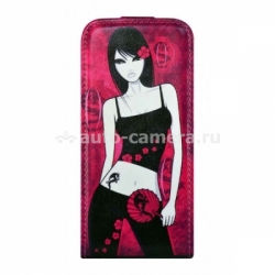Кожаный чехол для iPhone 5 / 5S Fonexion City Girls Flip Leather, цвет Pink (CACIIP5FLI03)