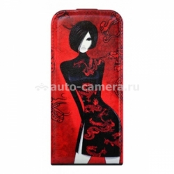 Кожаный чехол для iPhone 5 / 5S Fonexion City Girls Flip Leather, цвет Red (CACIIP5FLI01)