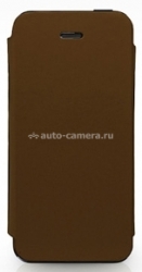 Кожаный чехол для iPhone 5 / 5S Kajsa Neo Classic Genuine Oil Leather Folio case, цвет коричневый (TW313003)