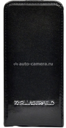 Кожаный чехол для iPhone 5 / 5S Karl Lagerfeld Vinyl Flip, цвет Black (KLFLP5GLB)