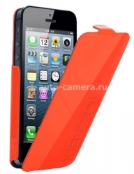 Кожаный чехол для iPhone 5 / 5S Kenzo Glossy Logo, цвет оранжевый (GLOSSYCOXIP5O)