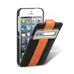 Кожаный чехол для iPhone 5 / 5S Melkco Jacka ID Type Limited Edition (Black/Orange LC)