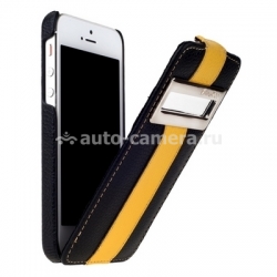 Кожаный чехол для iPhone 5 / 5S Melkco Jacka ID Type Limited Edition, цвет Black/Yellow LC