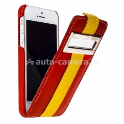 Кожаный чехол для iPhone 5 / 5S Melkco Jacka ID Type Limited Edition, цвет Red/Yellow LC