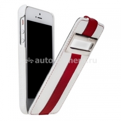 Кожаный чехол для iPhone 5 / 5S Melkco Jacka ID Type Limited Edition, цвет White/Red LC