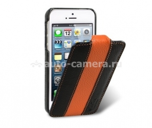 Кожаный чехол для iPhone 5 / 5S Melkco Premium Limited Edition Jacka Type, цвет black/orange
