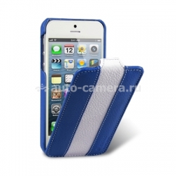 Кожаный чехол для iPhone 5 / 5S Melkco Premium Limited Edition Jacka Type, цвет Blue/White LC