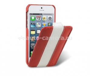 Кожаный чехол для iPhone 5 / 5S Melkco Premium Limited Edition Jacka Type, цвет red/white